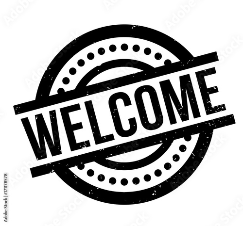 Welcome rubber stamp. Grunge design with dust scratches. Effects can be easily removed for a clean, crisp look. Color is easily changed.