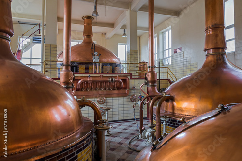 Vintage copper kettle - brewery in Belgium photo