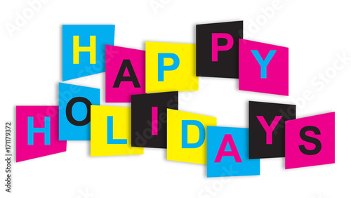 HAPPY HOLIDAYS overlapping vector letters  Christmas colours . happy hollidays vector illustration.