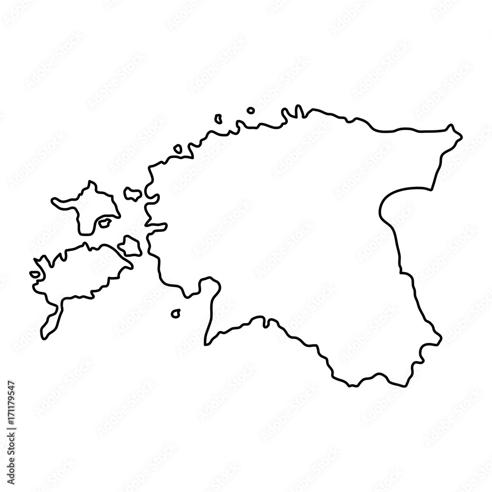 Estonia map of black contour curves of vector illustration