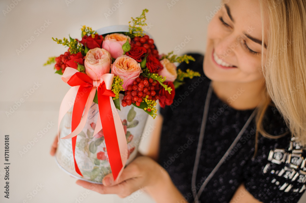 Interesting bouquet in the hands of a girl Interesting bouquet in the hands of a girl