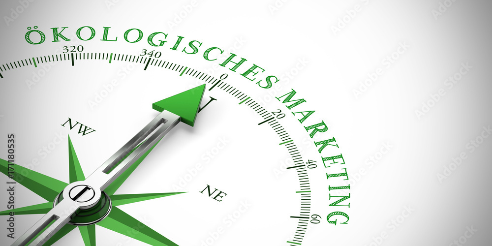 Pfeil von Kompass zeigt Ökologisches Marketing Pfeil von Kompass zeigt Ökologisches Marketing