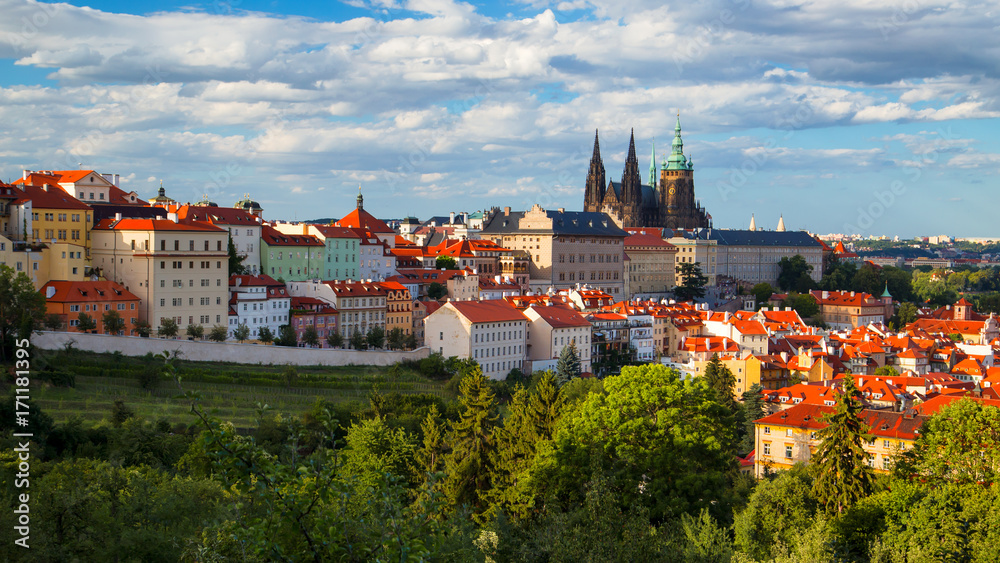 Fototapeta premium Prague at beautiful sunset, Czech Republic, Europe