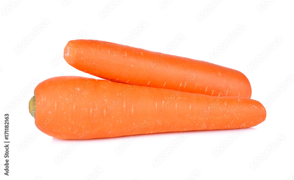 whole unpeeled fresh carrot on white background whole unpeeled fresh carrot on white background