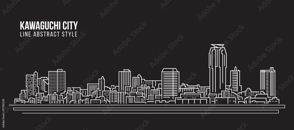 Cityscape Building Line art Vector Illustration design - Kawaguchi city