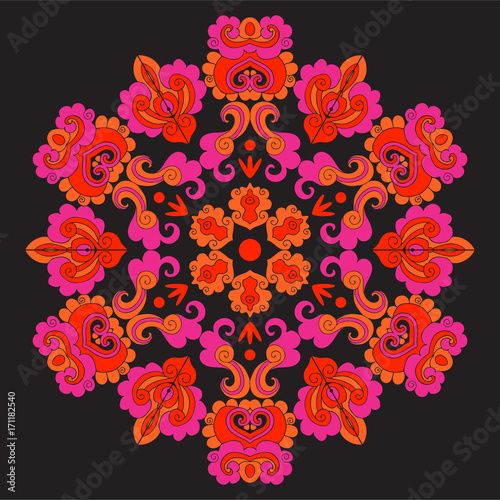Vintage decorative elements in asian style on black background. 