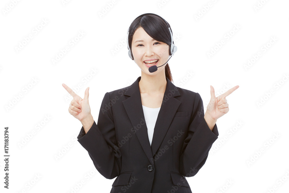 女性 オペレーター 指差し 女性 オペレーター 指差し