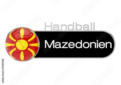 Handball mit Mazedonien Flagge, Deutsche Version 3, 3D-Rendering