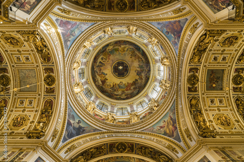 Ceiling of Isaac Cathedral in Saint Petersburg, Russia