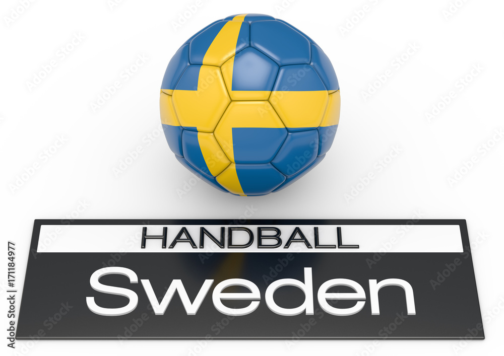 Handball mit Schweden Flagge, Version 1, 3D-Rendering Handball mit Schweden Flagge, Version 1, 3D-Rendering