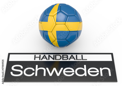 Handball mit Schweden Flagge, Deutsche Version 1, 3D-Rendering