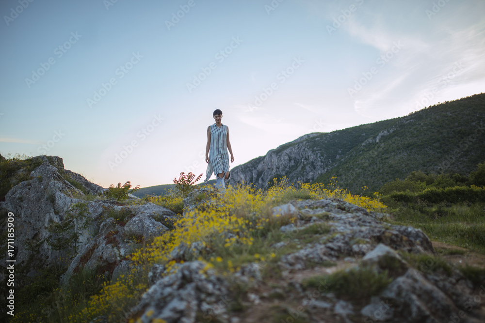 Woman on mountain