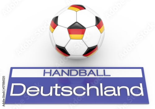 Handball mit Deutschland Flagge  Deutsche Version 2  3D-Rendering