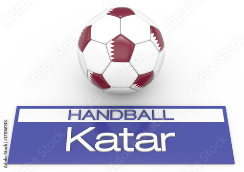 Handball mit Katar Flagge  Version 2  3D-Rendering