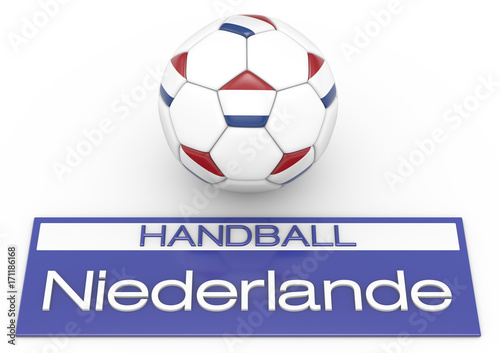 Handball mit Niederlande Flagge  Deutsche Version 2  3D-Rendering