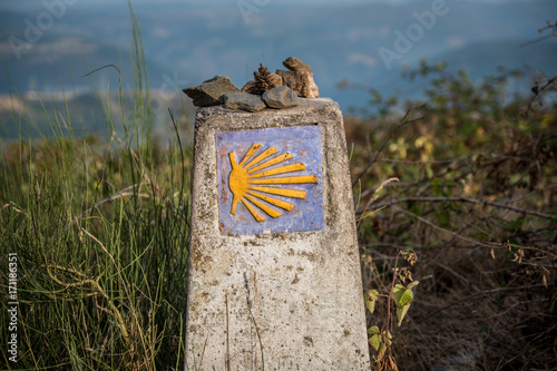 Wegzeichen am Jakobsweg in Spanien - Camino Primitivo