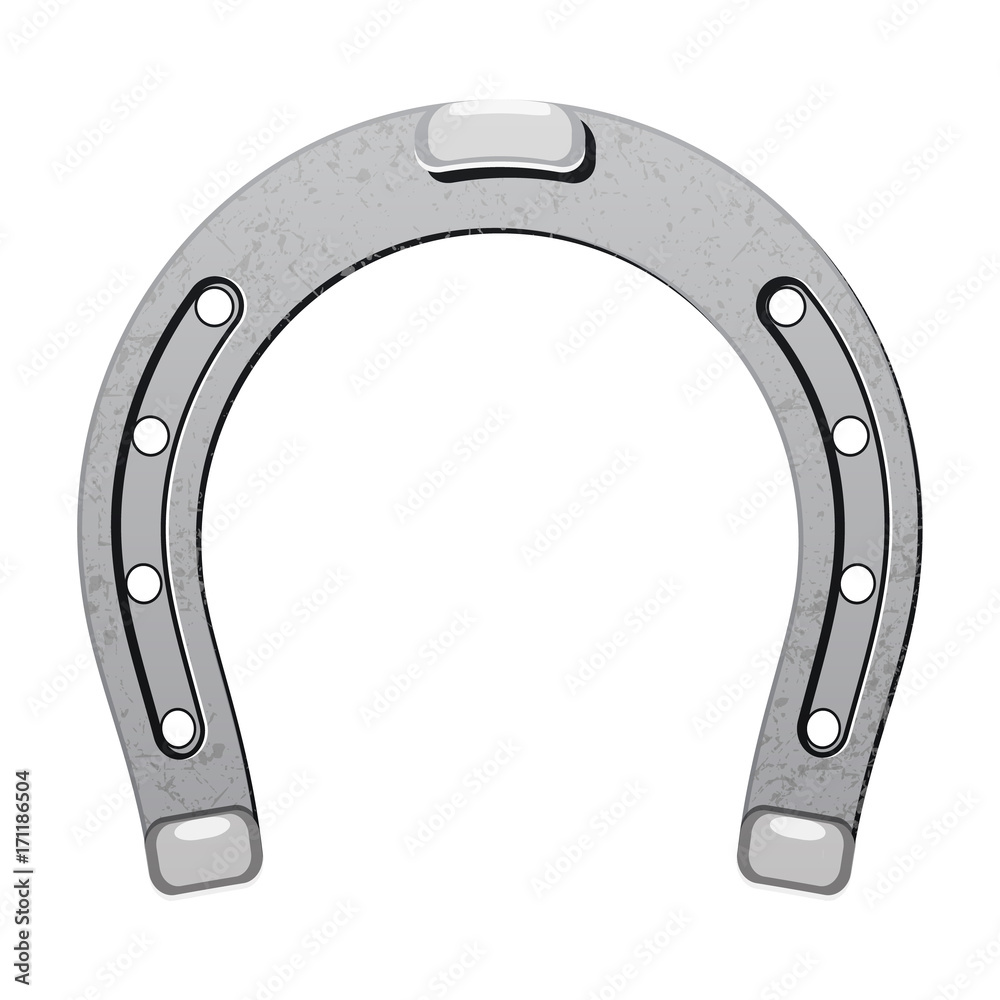Steel Metal horseshoe luck symbol fortune talisman isolated icon vector illustration
