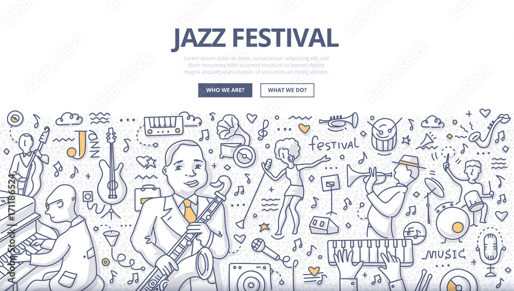 Fototapeta premium Jazz Festival Doodle Concept
