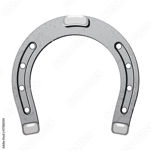 Steel Metal horseshoe luck symbol fortune talisman isolated icon vector illustration