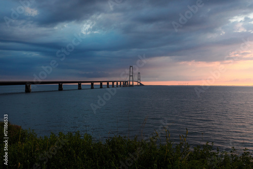 Storebæltsbroen bridge during sunset
