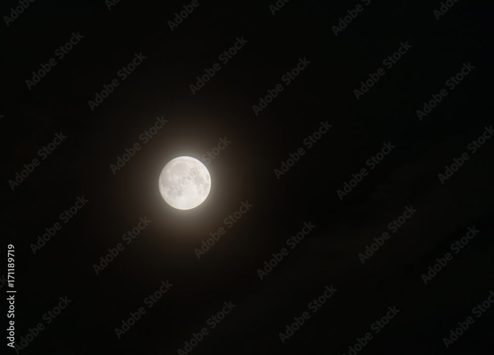 Obraz premium Moon orbiting earth in a black sky in summer