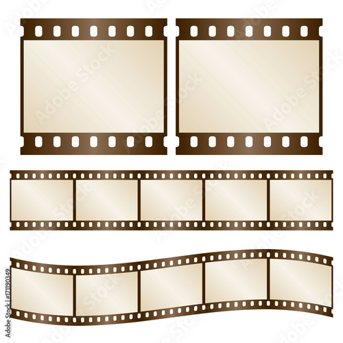 Vector retro film strips - waveform and straight strip. Insulated windows - you can create variable long straight filmstrip. Eps 10 vector file.