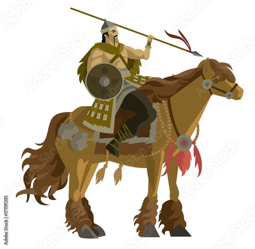 mongolian rider with spear calvary