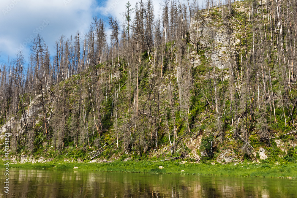 Landscape with stones. The rivers of the north of Siberia. Russia Landscape with stones. The rivers of the north of Siberia. Russia