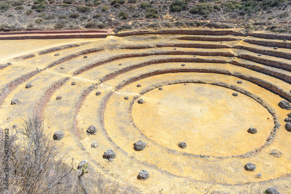 Ancient Inca circular terraces at Moray (agricultural experiment station), Peru