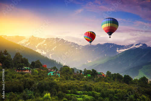 Hot balloon air over Manali, India.