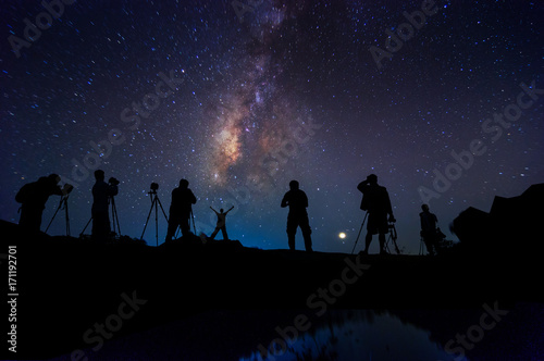 Silhouette man and Milky way