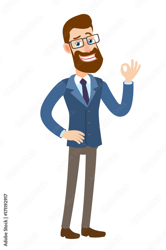 Hipster Businessman showing a okay hand sign Hipster Businessman showing a okay hand sign