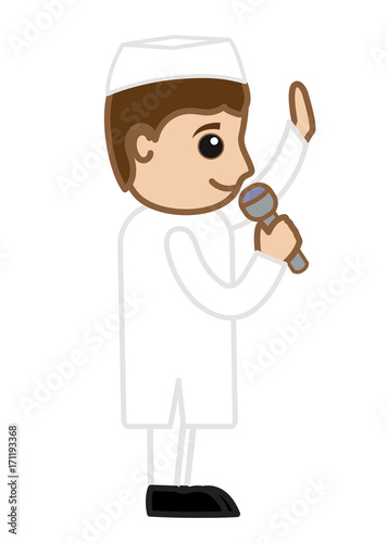 Cartoon Happy Leader Giving Speech