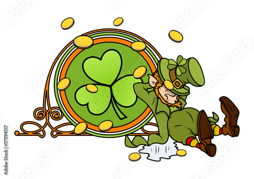 Drunk Leprechaun - Clover Leaf Frame Vector