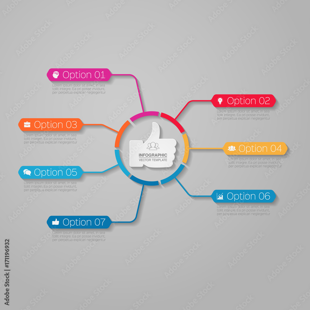 Vector infographic template for diagram, graph, presentation, chart, business concept with 7 options.