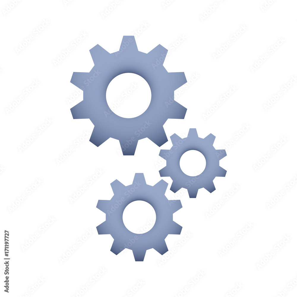 Cogs symbol on white background, settings icon, vector illustration Cogs symbol on white background, settings icon, vector illustration