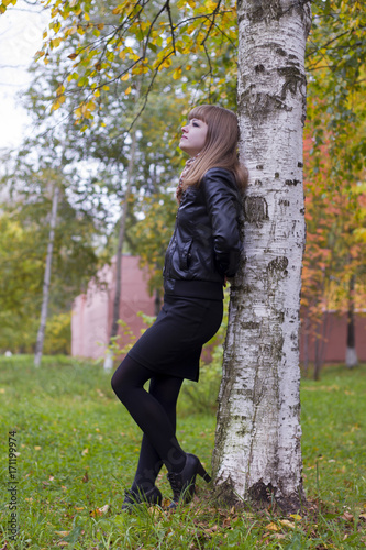 Girl and birch