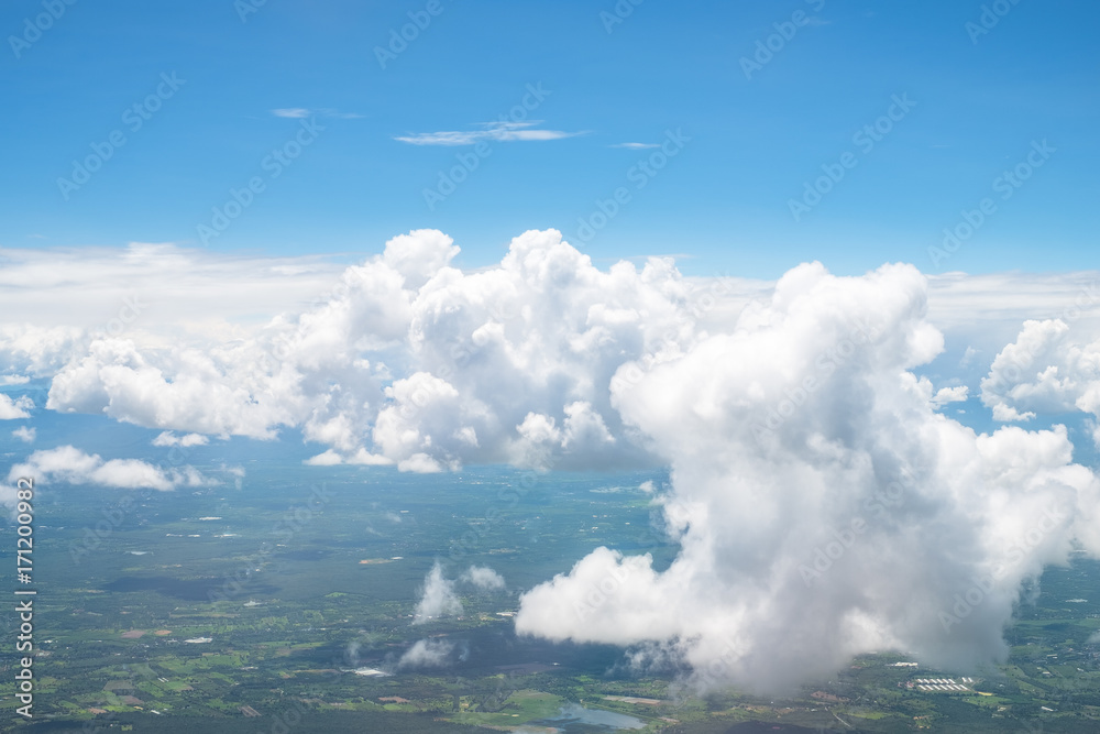 View from air plane window, Over the cloud