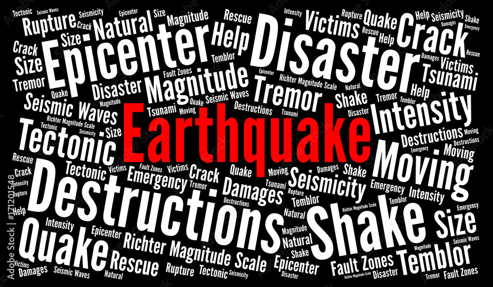 Earthquake word cloud concept Earthquake word cloud concept