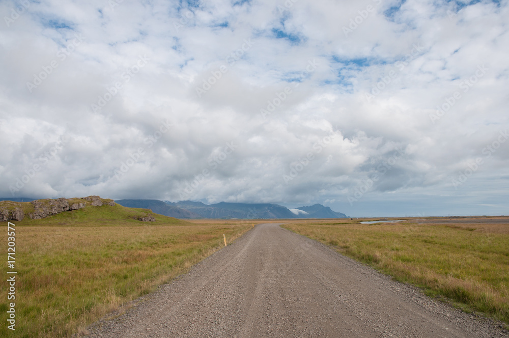 Icelandic countryside road in east Iceland