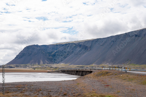 Bridge crossing river Hornafjardarfljot in east Iceland