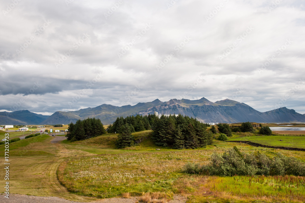 Landscape in Hofn in Hornafjordur in Iceland