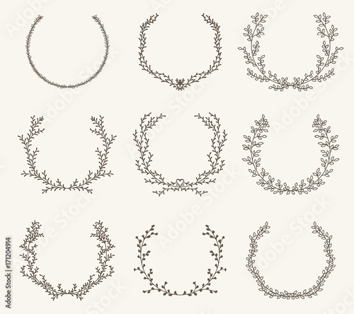 Vector set of border circle frame - vintage style