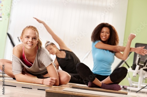 Women stretching after workout
