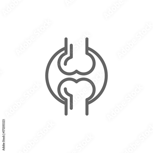 Simple joint and knee line icon. Symbol and sign vector illustration design. Editable Stroke. Isolated on white background