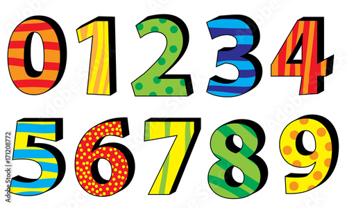 Obraz na płótnie Nice colorful cartoon 3d numbers set for children w salonie