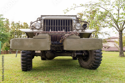 close-up of the grille of a military vehicle