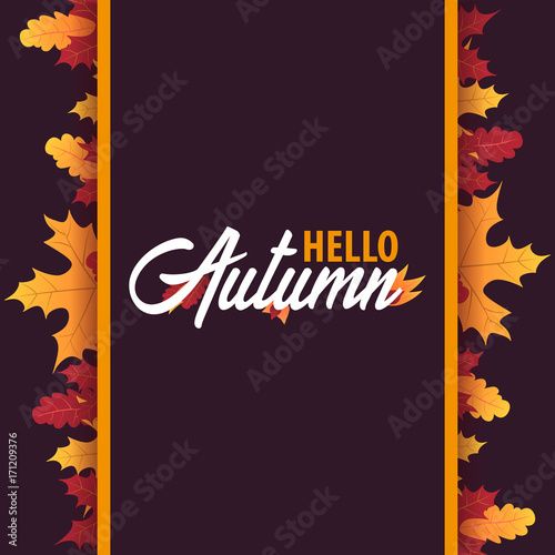 Autumn Background with leaves for shopping sale or promo poster and frame leaflet or web banner. Vector illustration template.
