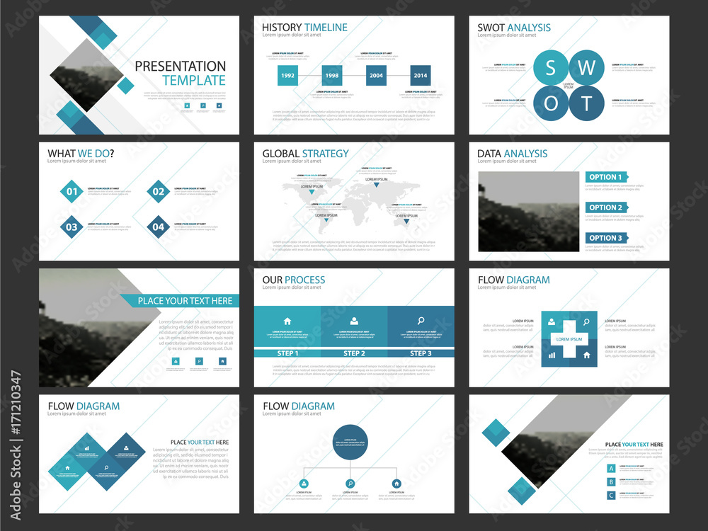 Business presentation infographic elements template set, annual report ...