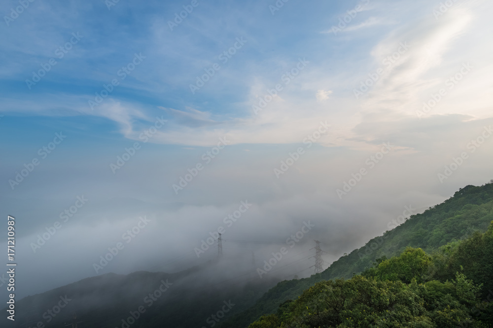 Beautiful Viewed from above the Lion Rock Peak in Hong Kong, China, in morning time